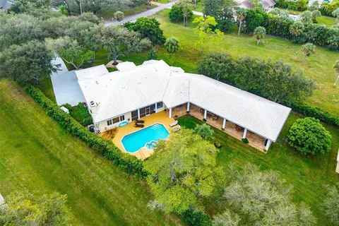an aerial view of a house