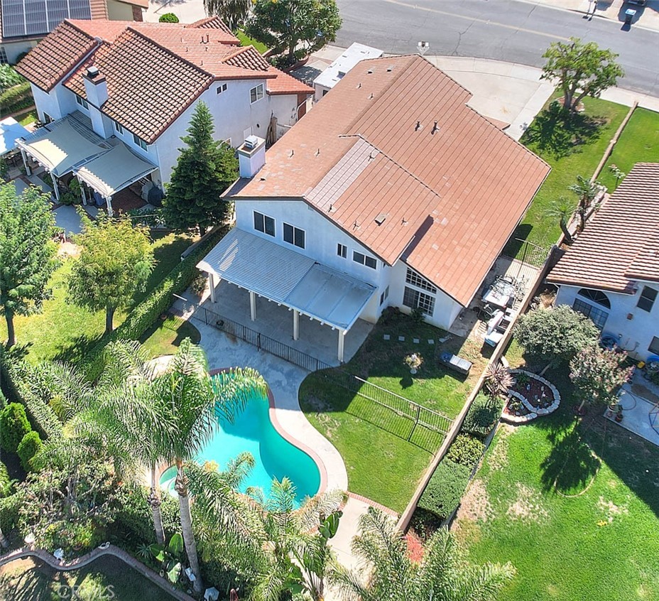an aerial view of a house
