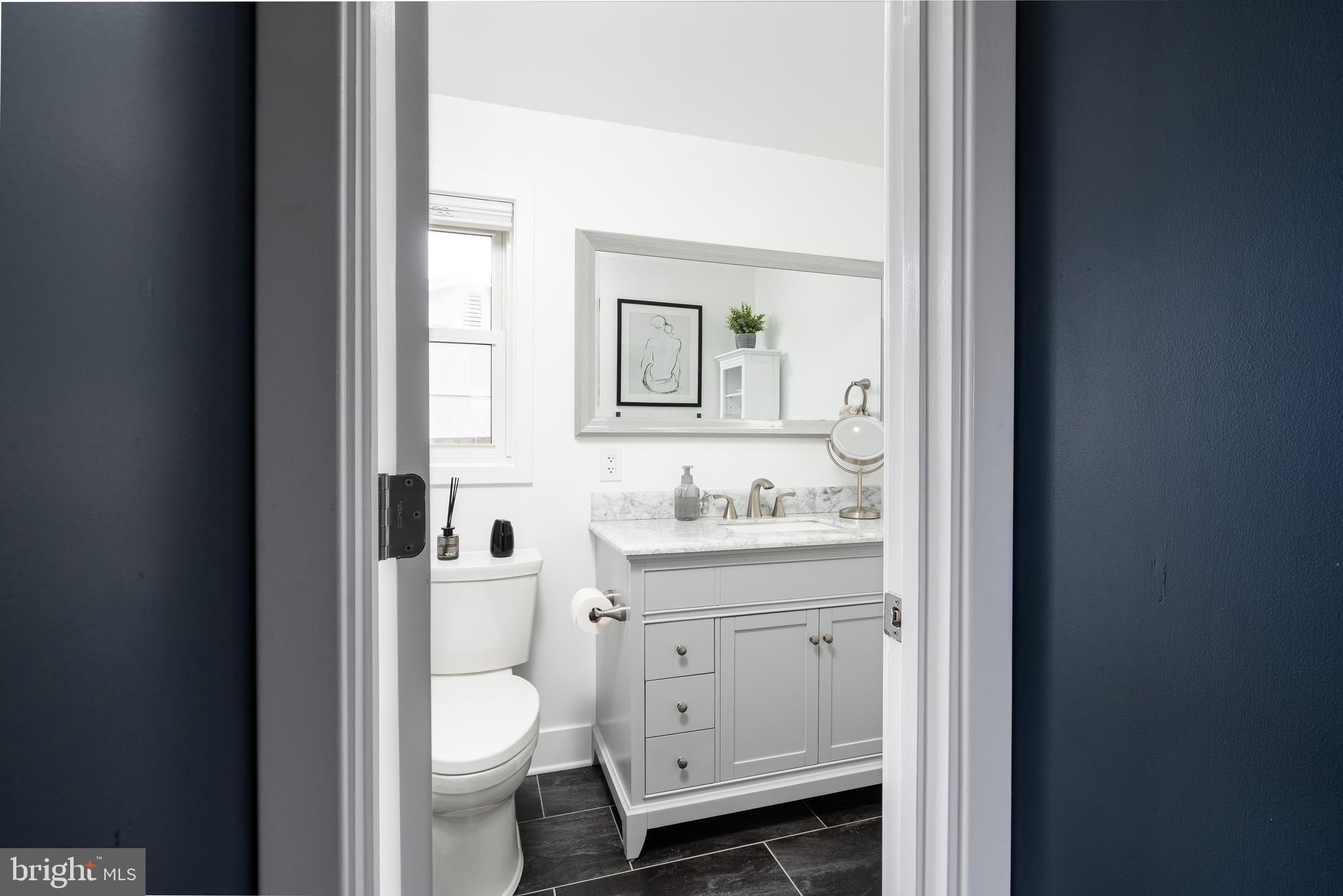 6100 Greentree Road Bethesda, MD 20817 - Photo 26 of 39 a bathroom with a toilet a sink a vanity and mirror