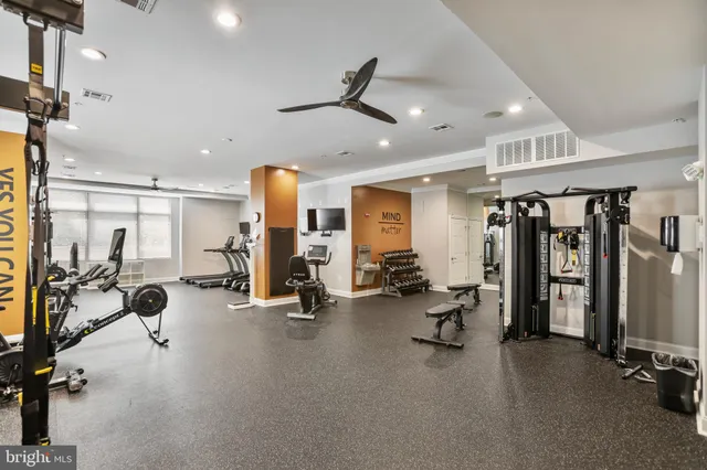 a view of a room with gym equipment