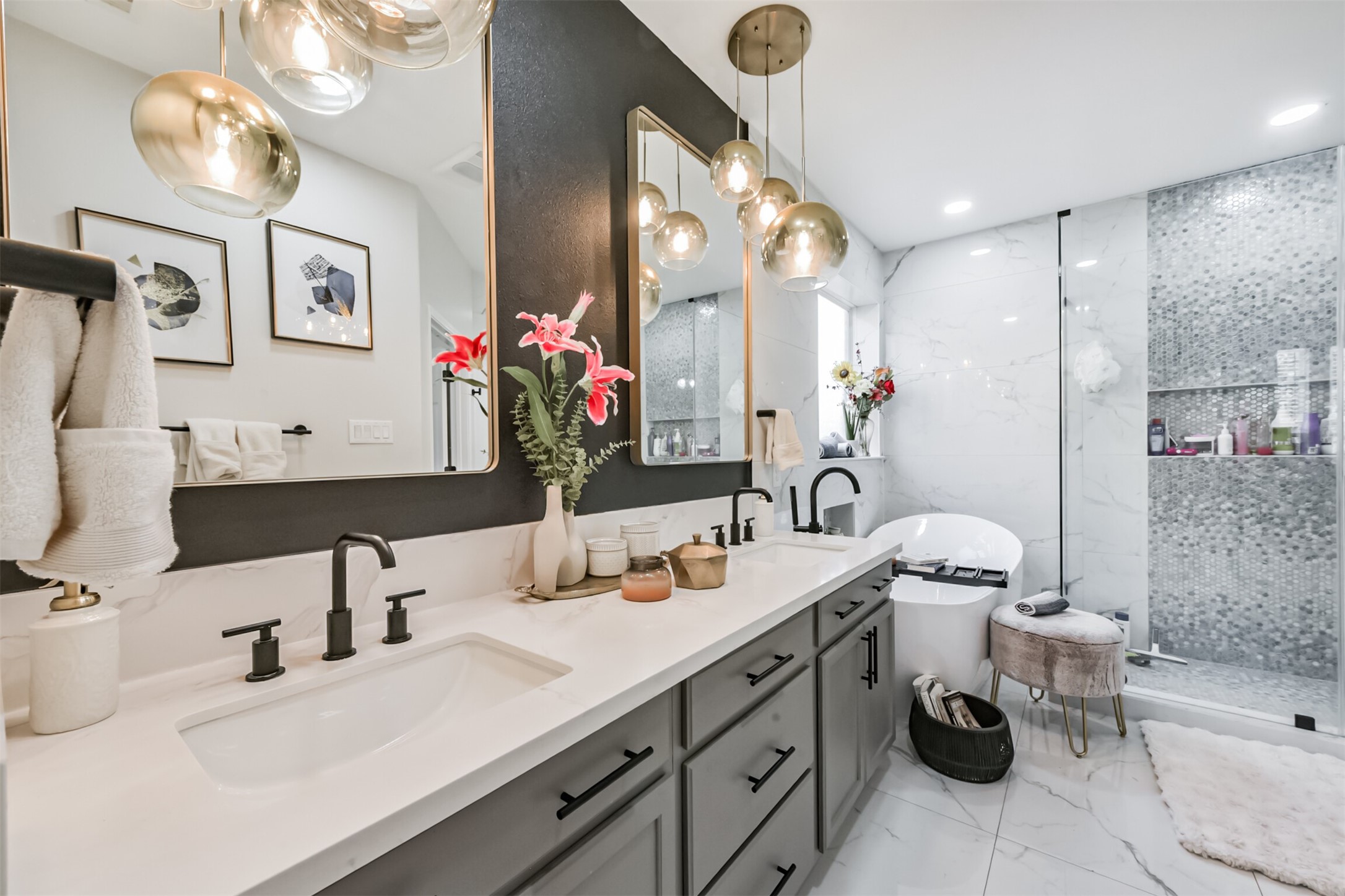 6806 Russelfield Lane Houston, TX 77049 - Photo 16 of 46 a bathroom with a sink double vanity and a mirror