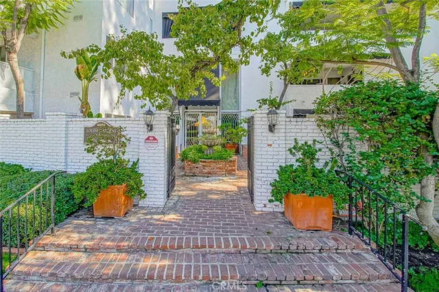 a view of a backyard with potted plants