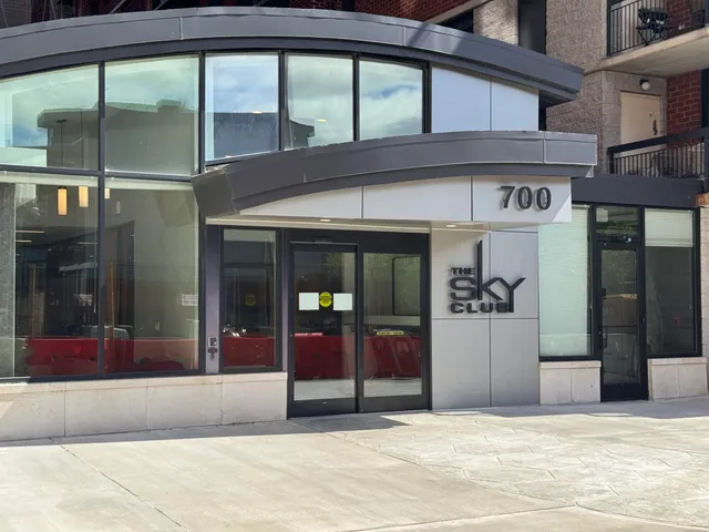 a view of a building with the entrance door