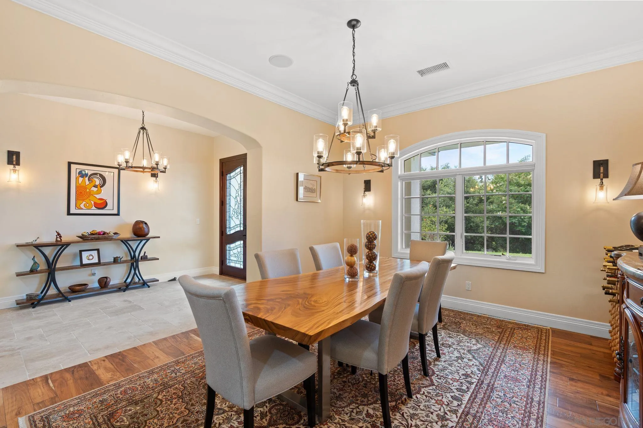 546 Morro Hills Road Fallbrook, CA 92028 - Photo 8 of 52 a view of a dining room with furniture window and wooden floor