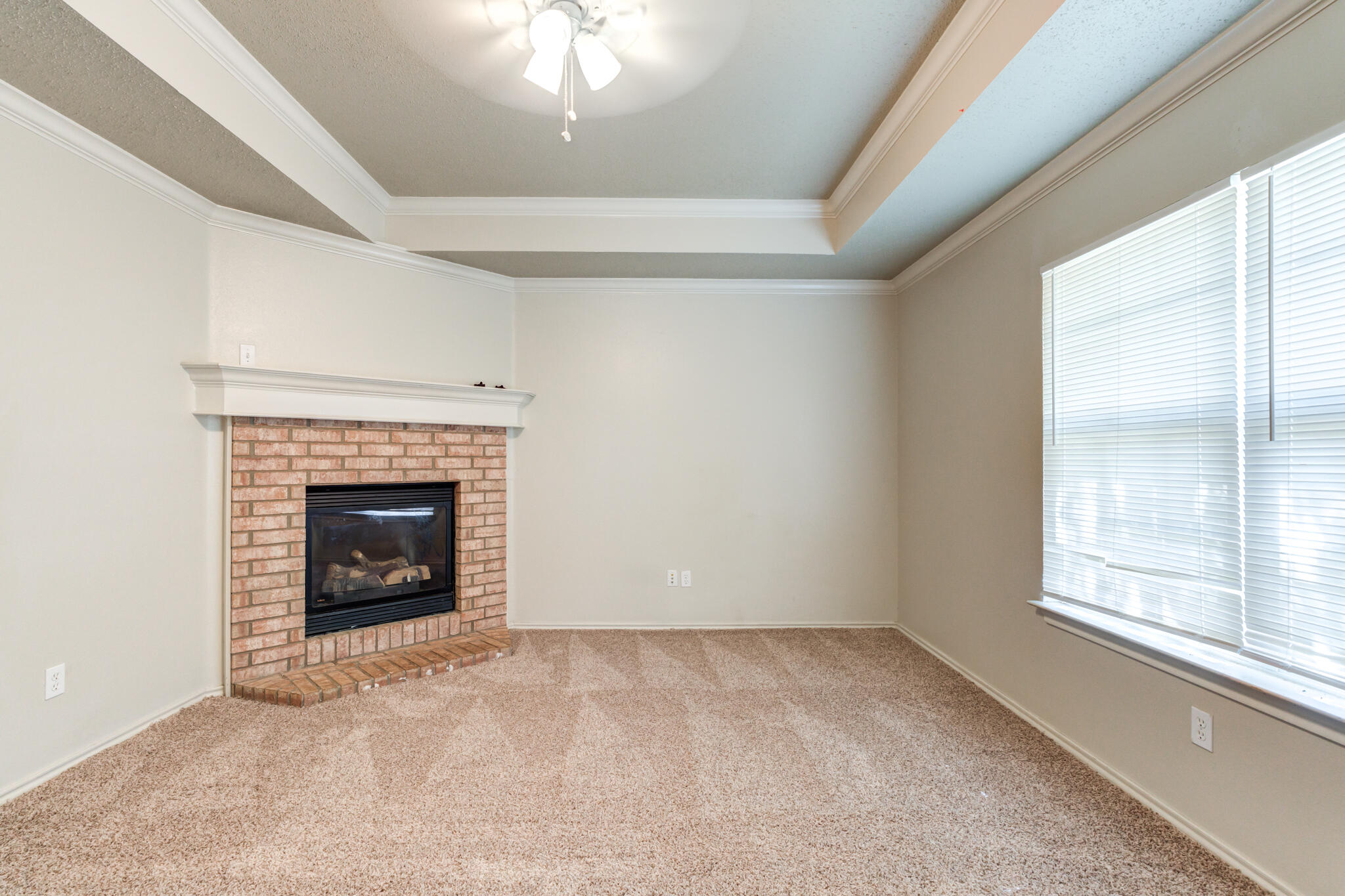 3114 109th Street Lubbock, TX 79423 - Photo 5 of 24 an empty room with a fireplace and windows