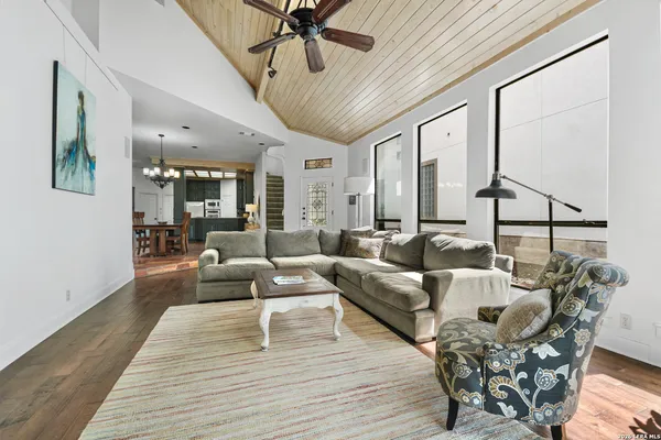 a living room with furniture