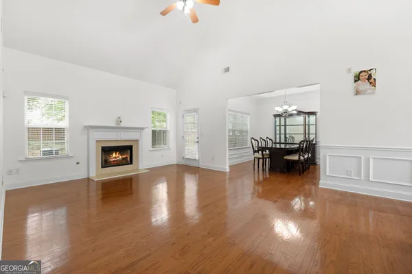a view of livingroom with furniture and fireplace