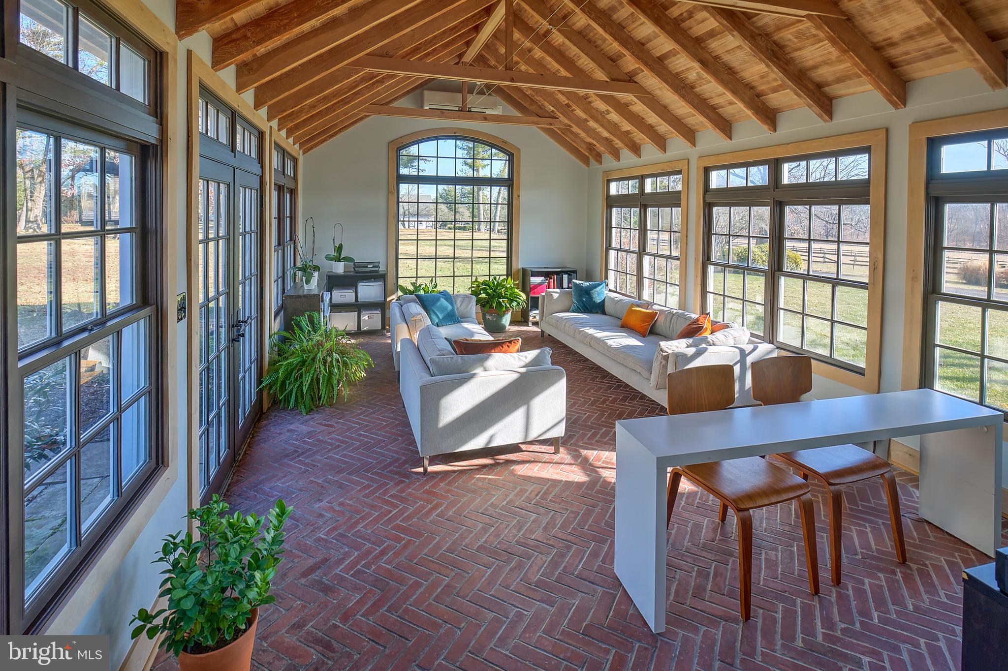266 Province Line Road Skillman, NJ 08558 - Photo 31 of 71 Solarium Main House Herringbone brick floors