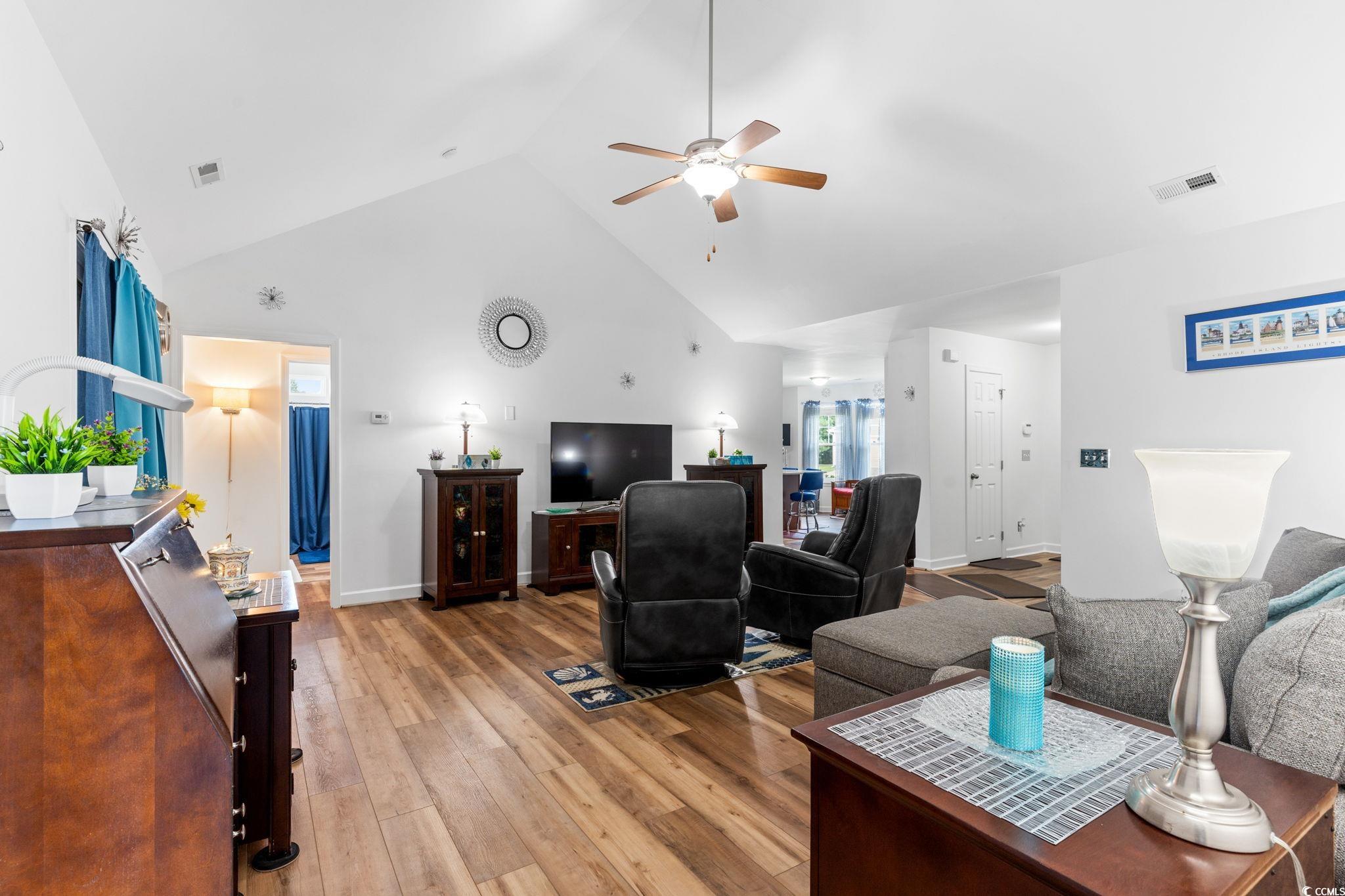 2209 Belladora Road Conway, SC 29527 - Photo 8 of 40 Living area with ceiling fan, high vaulted ceiling
