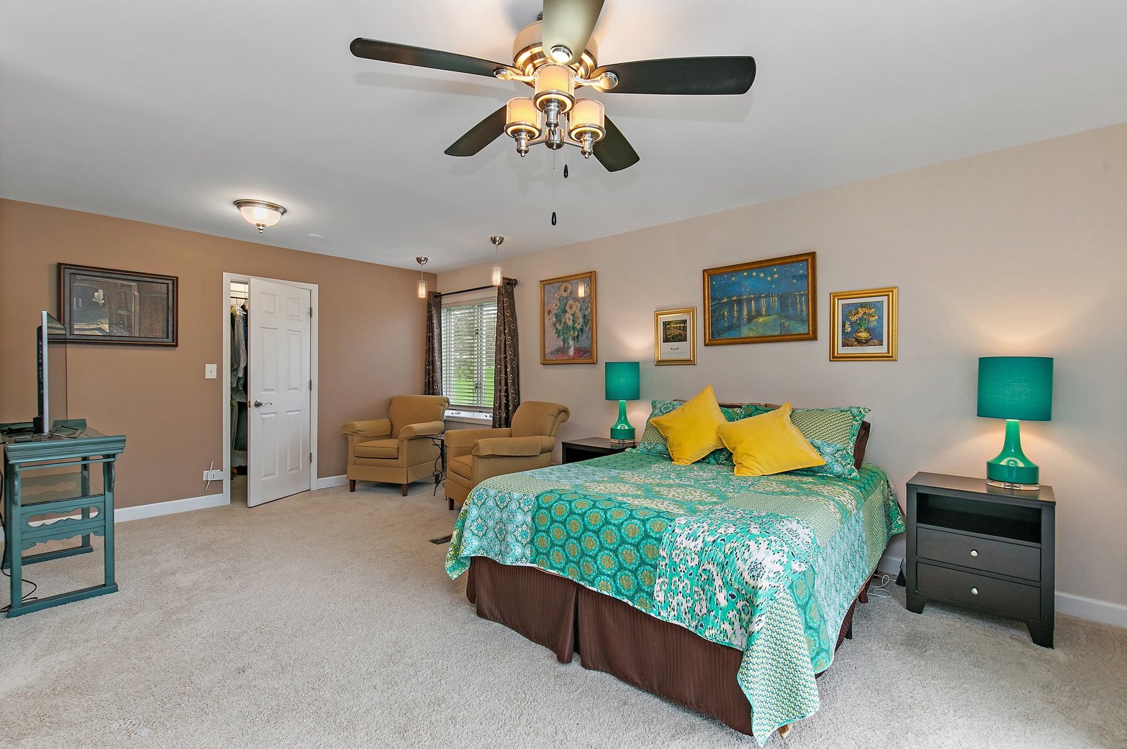 39W343 Hogan Hill Elgin, IL 60124 - Photo 19 of 48 a bedroom with a bed and ceiling fan