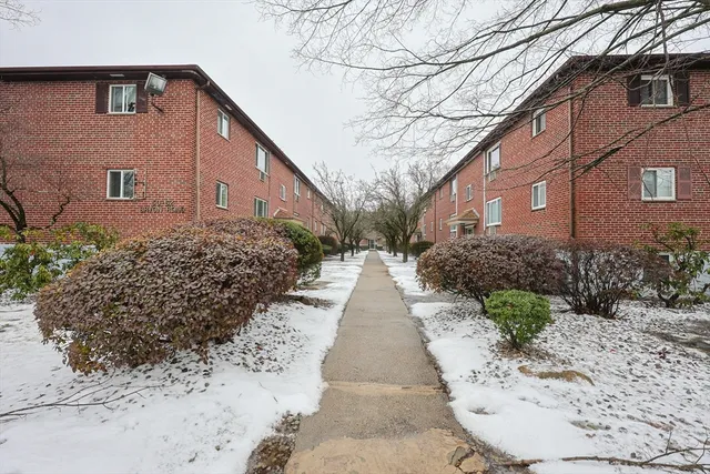 a view of a pathway with a backyard