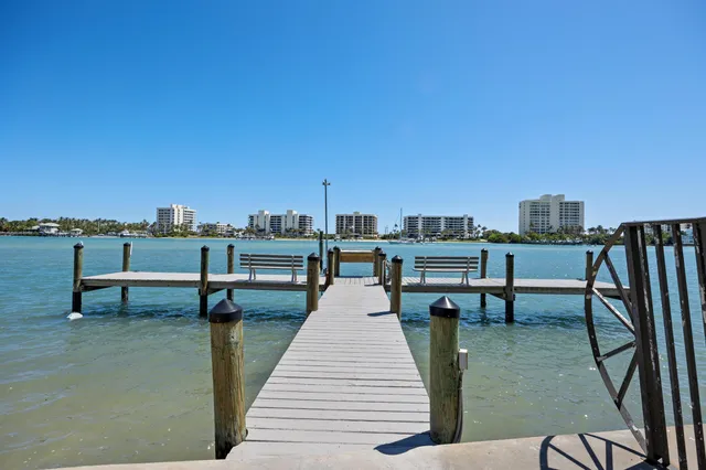 a view of a lake with a city