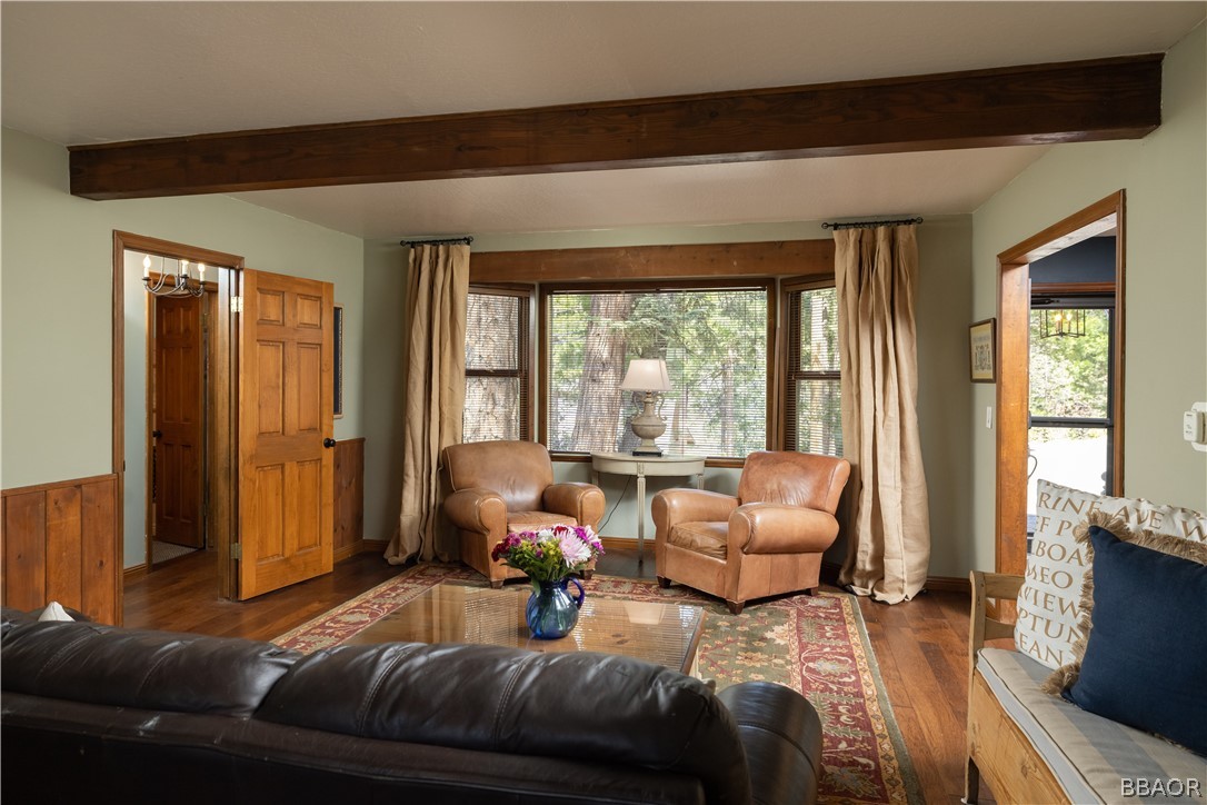 841 Golf Course Road Lake Arrowhead, CA 92352 - Photo 7 of 43 a living room with furniture and a large window