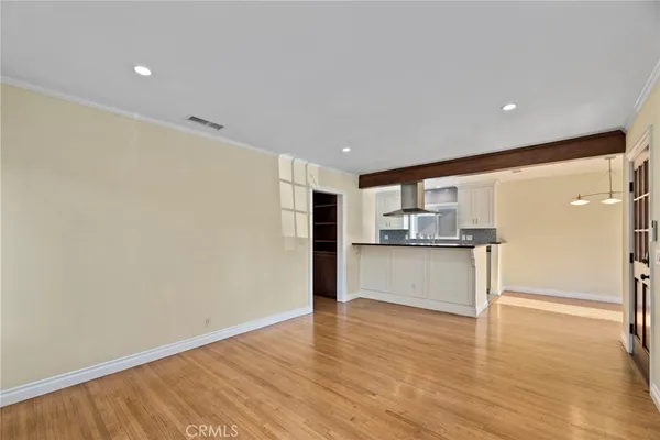 a view of kitchen with wooden floor