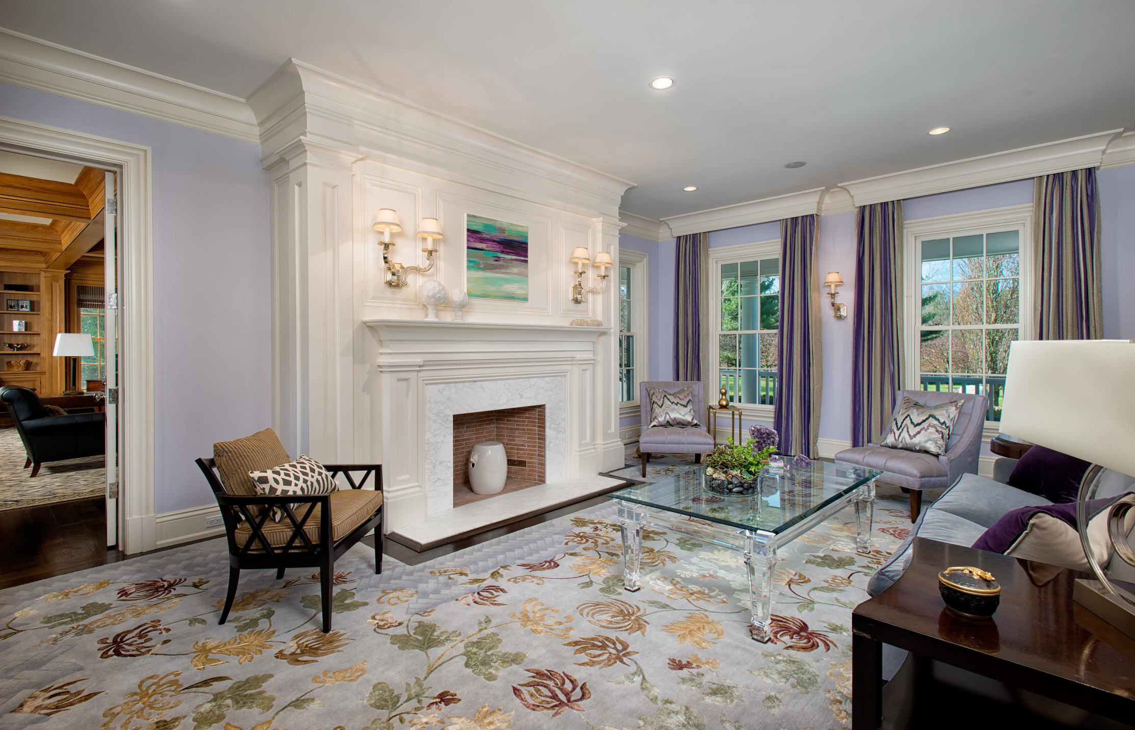 1480 Ponus Ridge Road New Canaan, CT 06840 - Photo 4 of 22 a living room with furniture and a fireplace