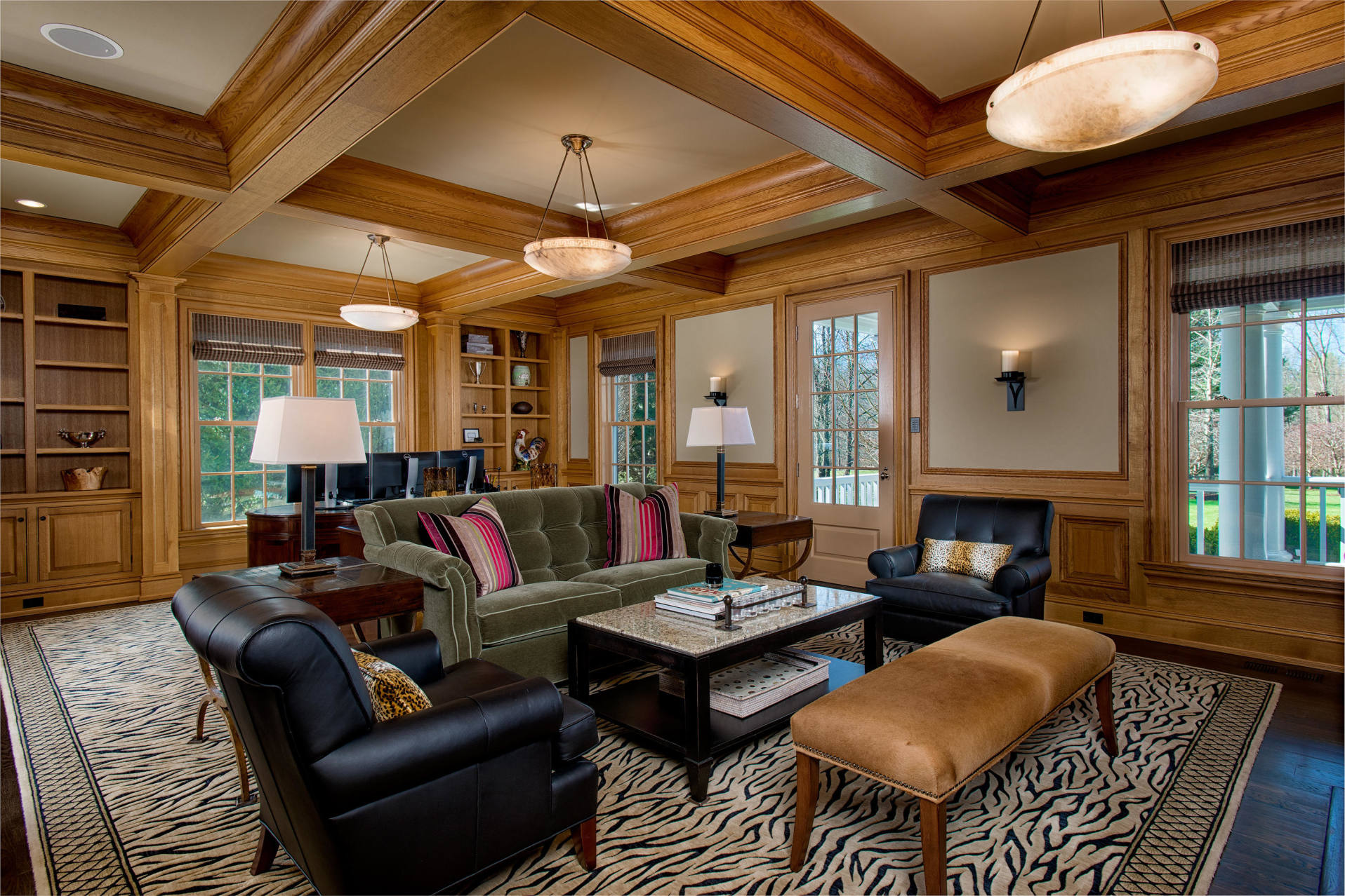 1480 Ponus Ridge Road New Canaan, CT 06840 - Photo 6 of 22 a living room with furniture a fireplace and a chandelier