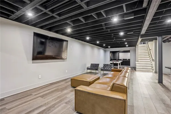 a living room with furniture