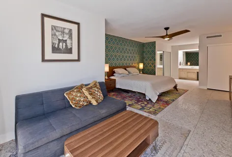 a view of a big room with closet and windows