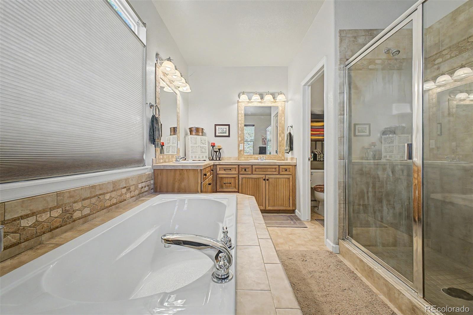 3343 Fantasy Place Castle Rock, CO 80109 - Photo 17 of 50 a bathroom with a tub sink shower and mirror