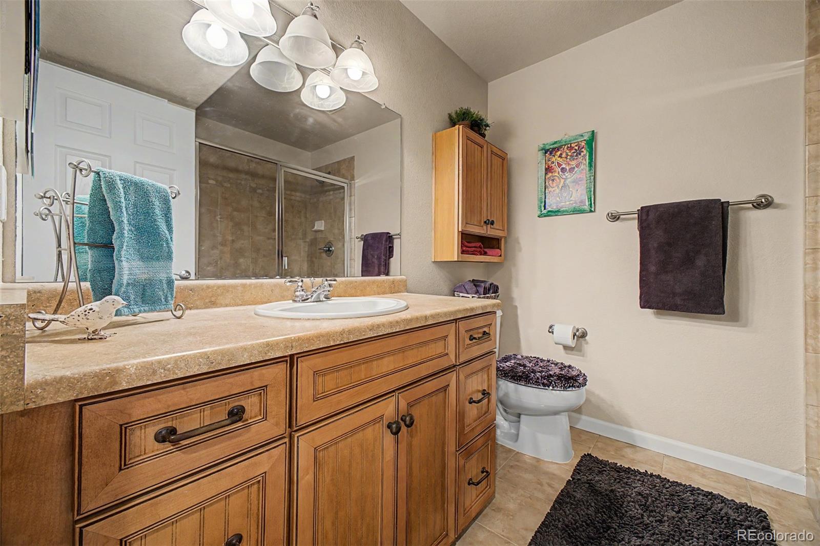 3343 Fantasy Place Castle Rock, CO 80109 - Photo 22 of 50 a bathroom with a sink a toilet and mirror