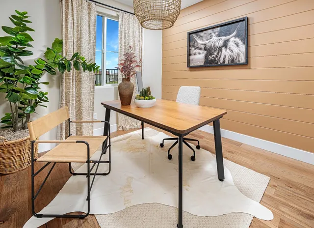 a workspace with furniture