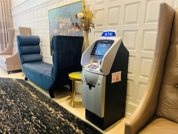 a view of a park with large trees