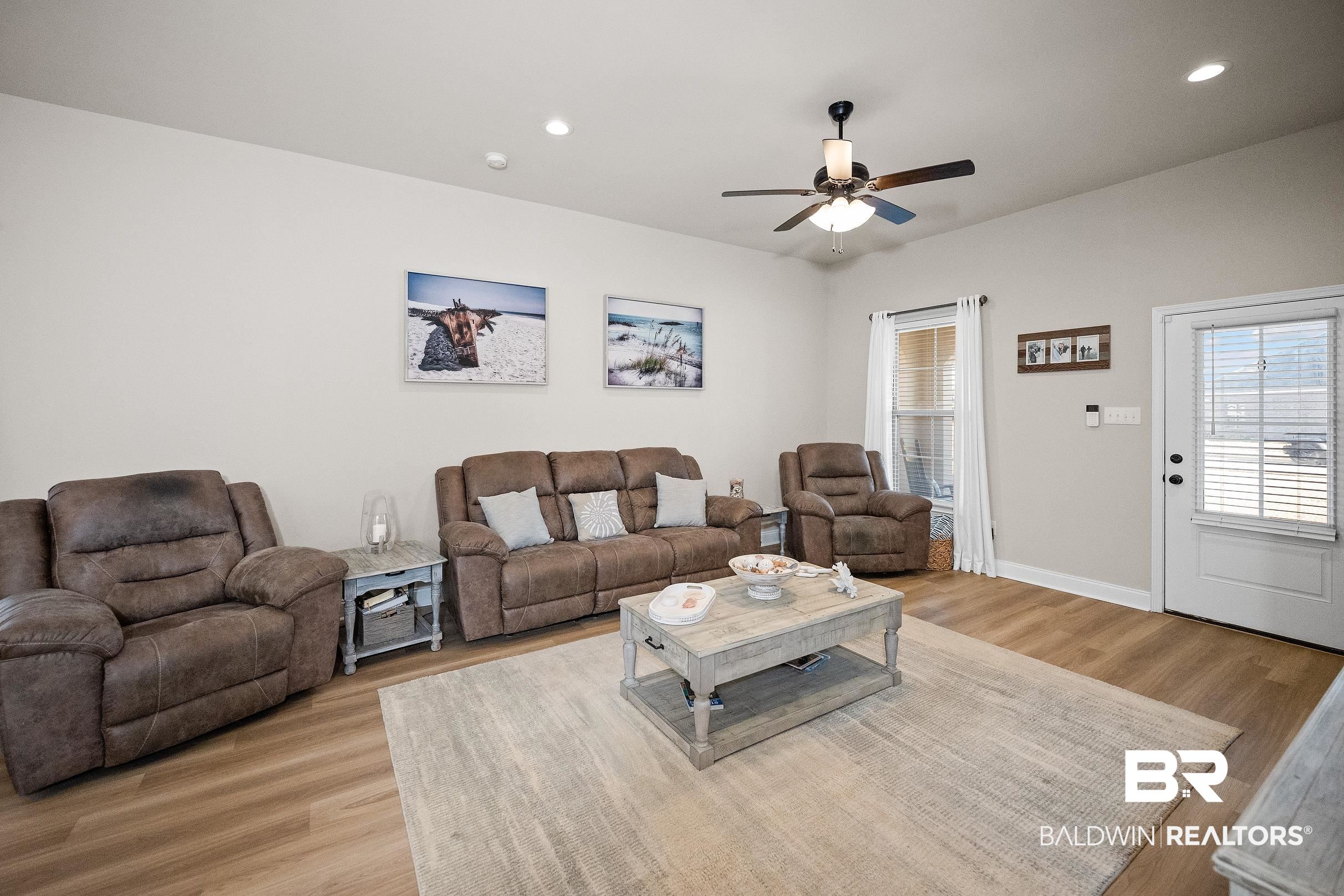 1077 Stella Road Foley, AL 36535 - Photo 7 of 27 Living room with recessed lighting, light wood-style flooring, and ceiling fan