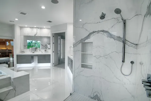 a bathroom with a shower