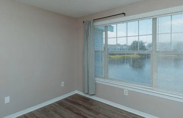 a view of a lake from a window