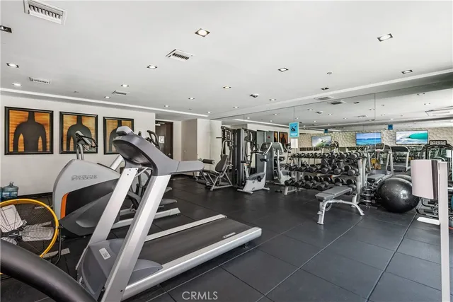 a view of a room with gym equipment