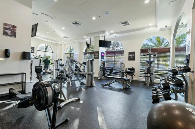 a view of a room with gym equipment