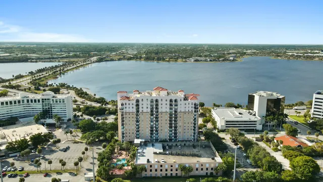 a view of a city and ocean view