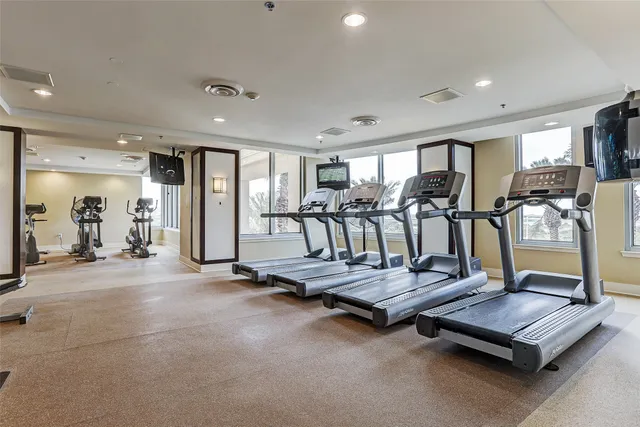 a view of a room with gym equipment