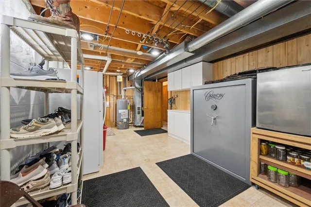 a view of a garage and car parked