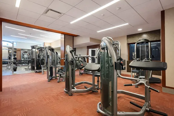 a view of a room with gym equipment