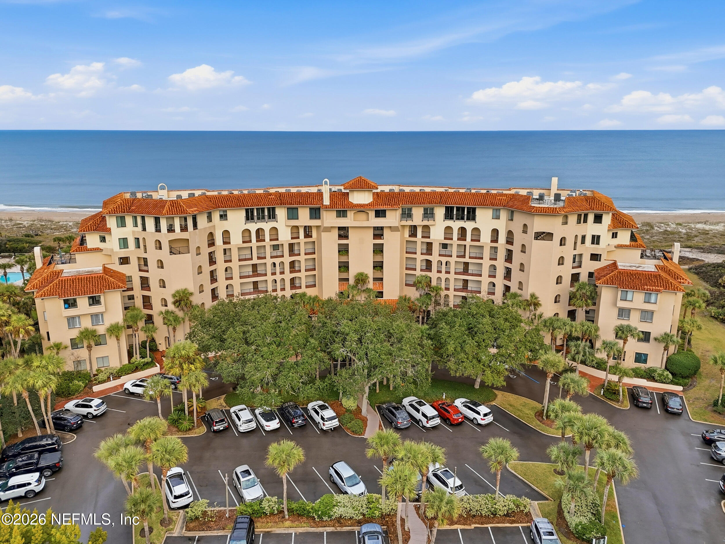 an aerial view of multiple building