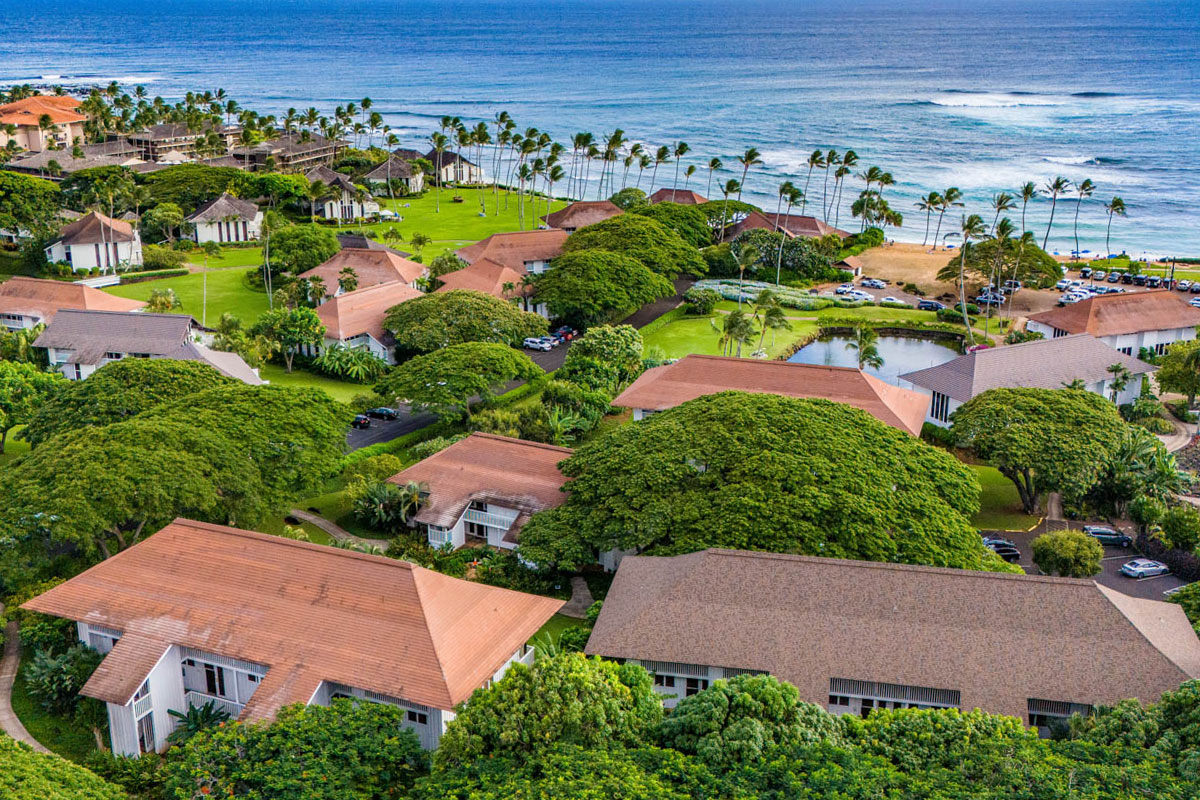 2253 Poipu Road, Unit 230 Koloa, HI 96756 - Photo 27 of 27 an aerial view of residential houses and outdoor space