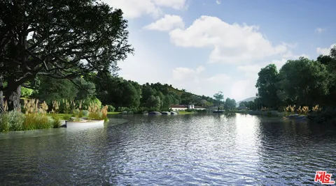 a view of a lake with houses