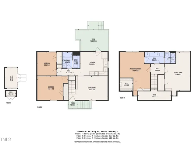 a view of a wooden deck with a yard