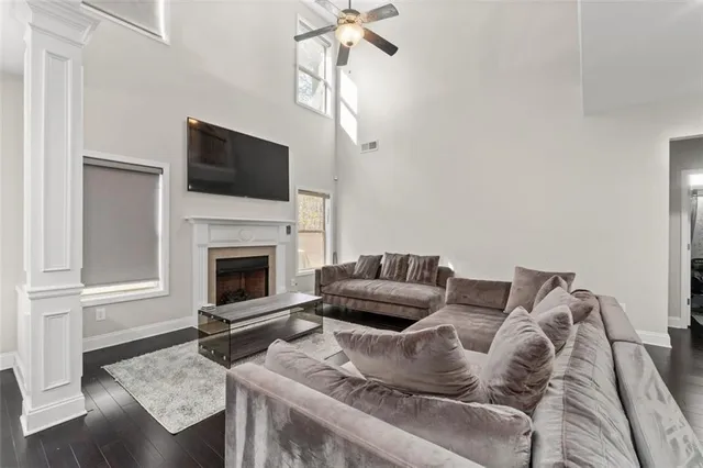 a living room with furniture and a couch