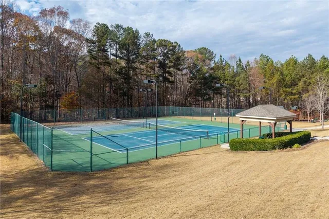 a view of a park with slide