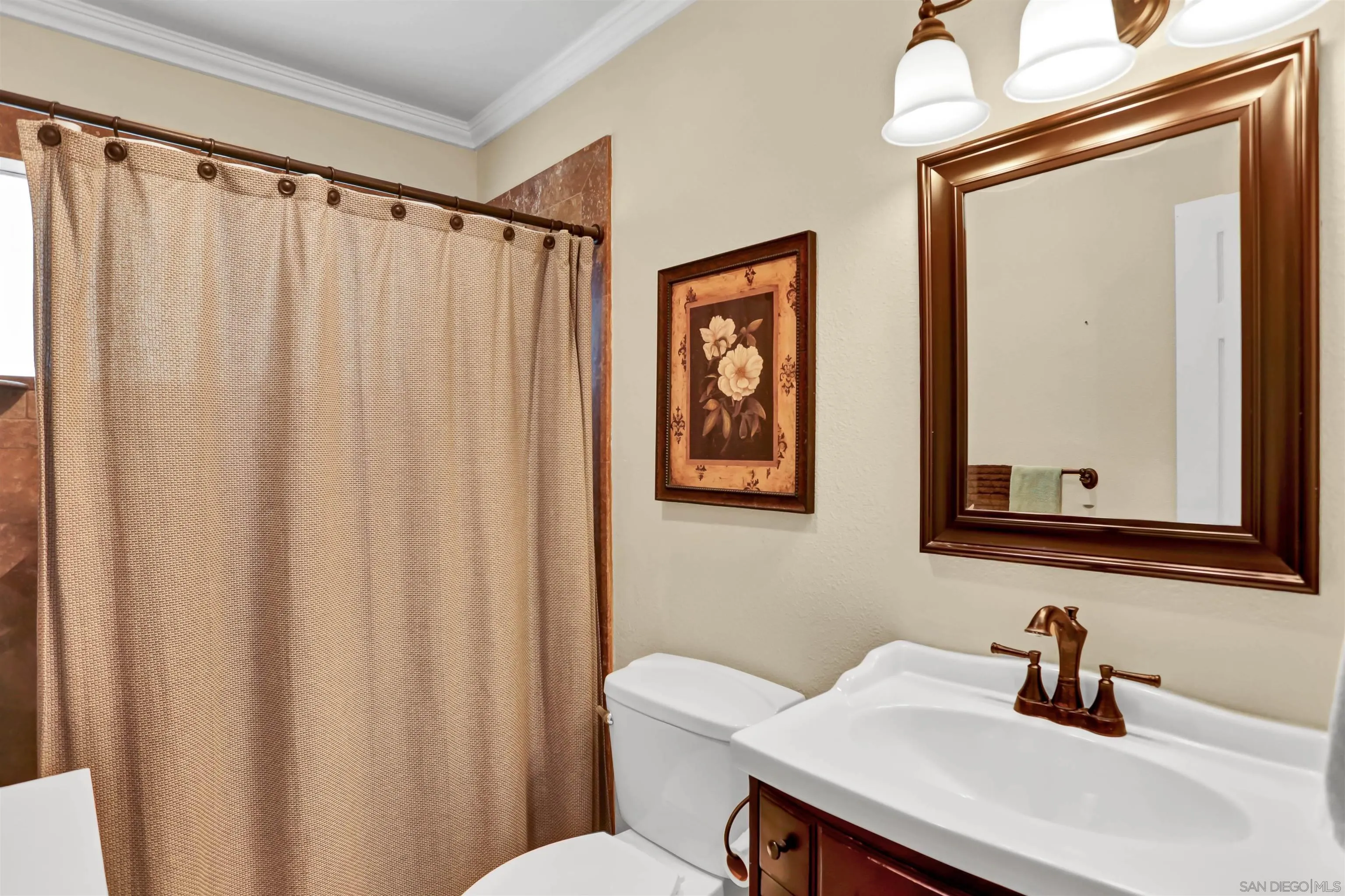 8009 Shantung Drive Santee, CA 92071 - Photo 20 of 39 a bathroom with a sink mirror and a toilet