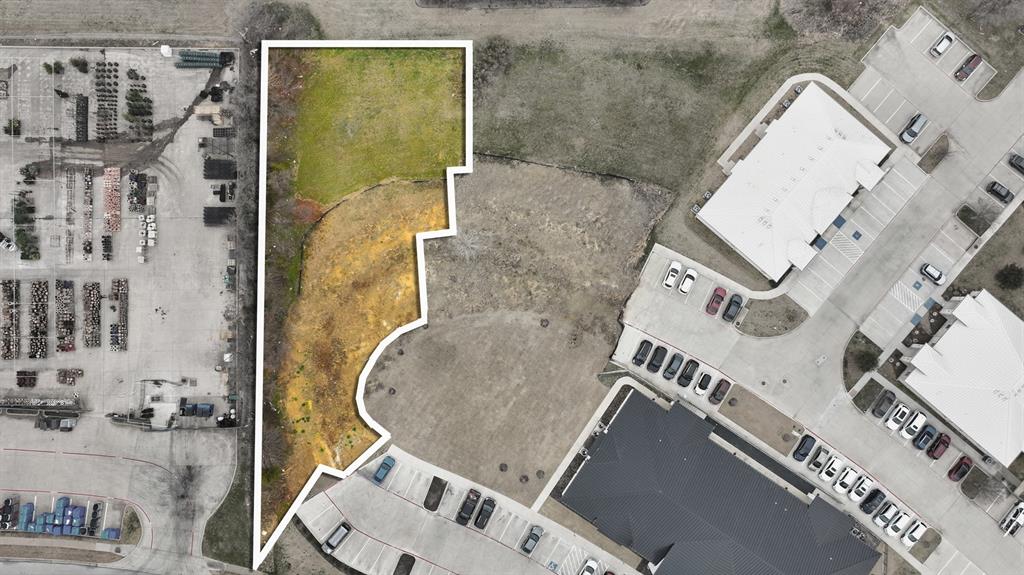 an aerial view of a highlighted house