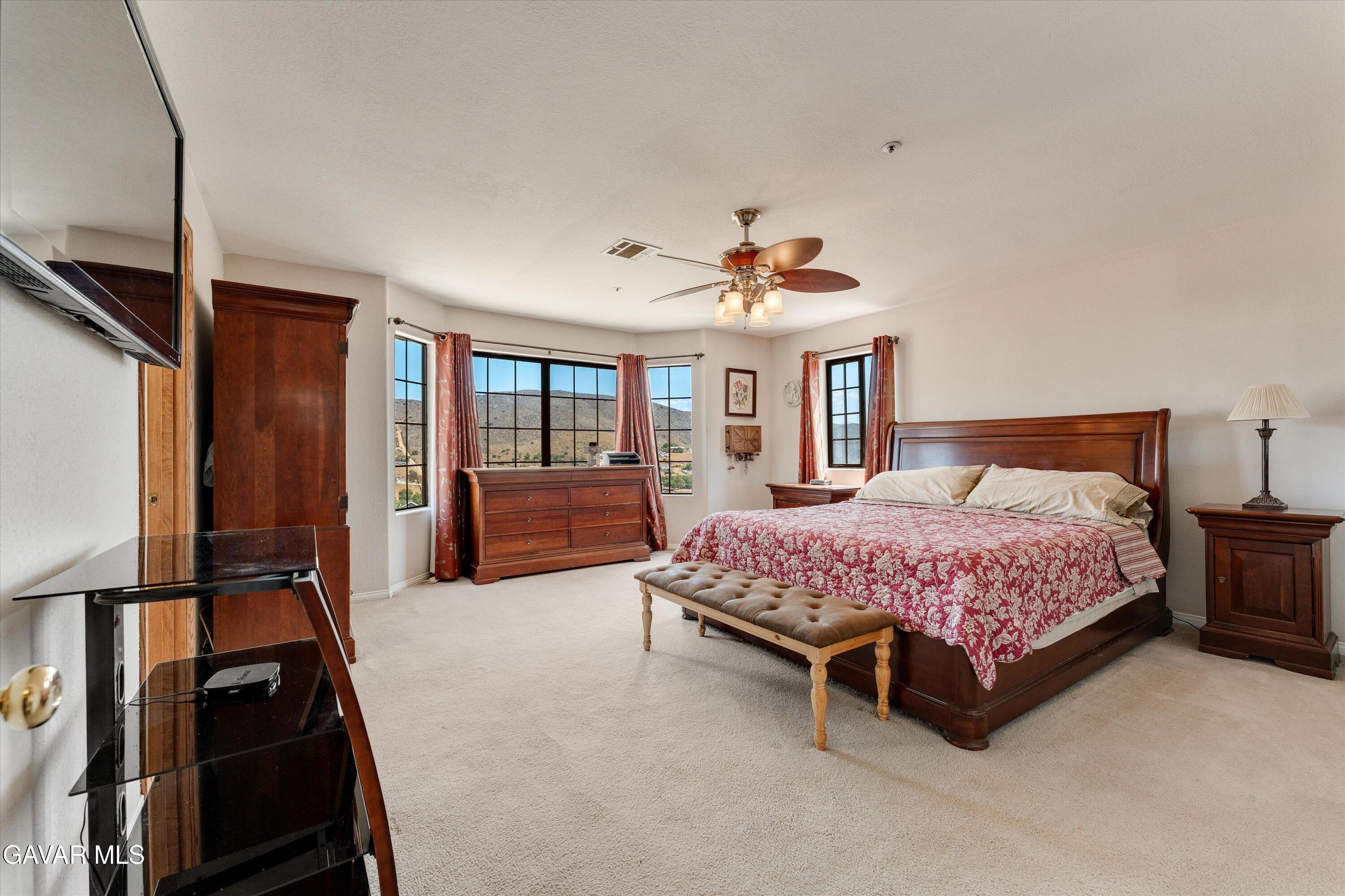 34625 Red Rover Mine Road Acton, CA 93510 - Photo 41 of 66 a spacious bedroom with a bed and a cabinets