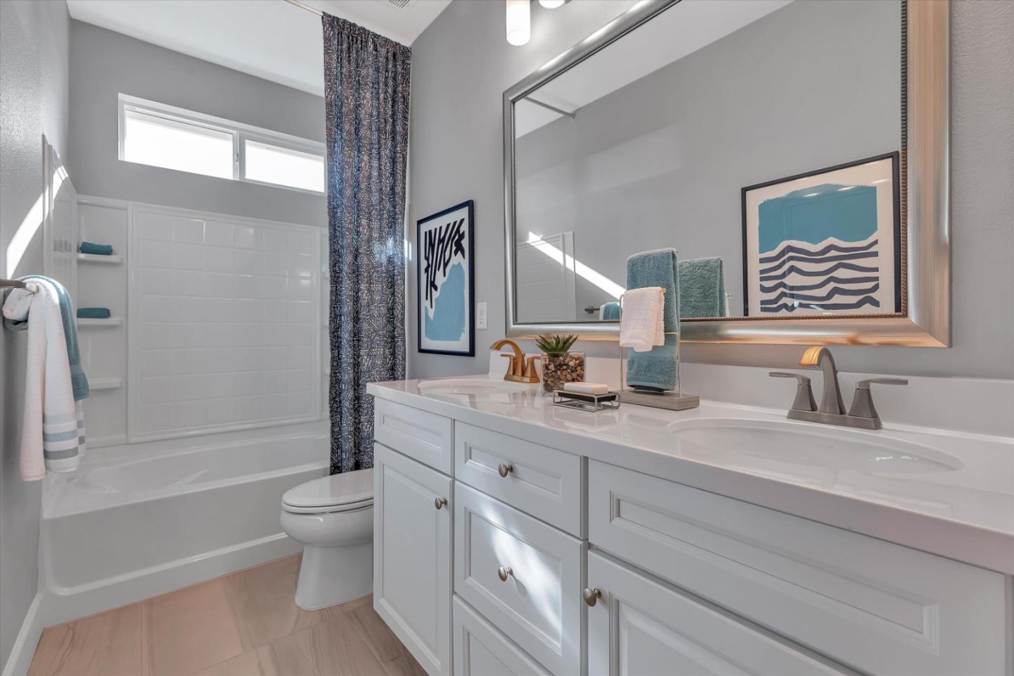 2740 Glenview Drive Hollister, CA 95023 - Photo 46 of 62 a bathroom with a granite countertop sink mirror toilet and bathtub
