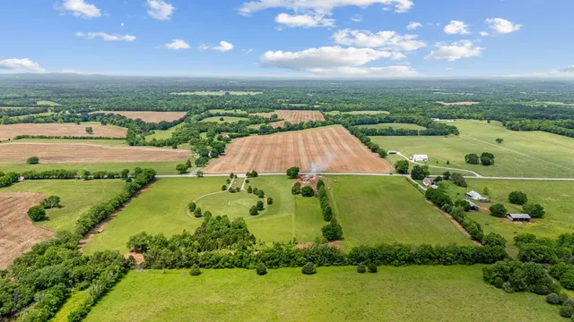 an aerial view of a golf course