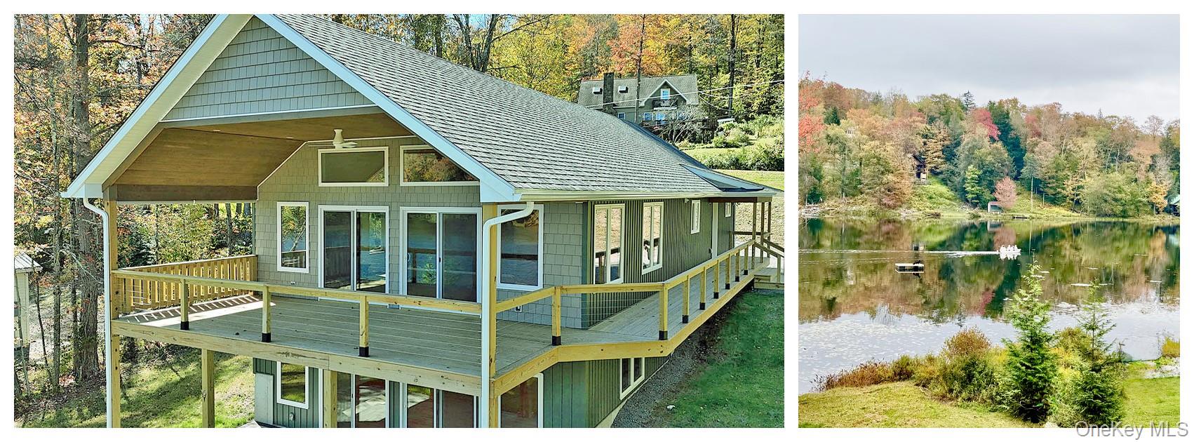 Home with spacious  deck overlooking Lake Muskoday and a view of the Lake.