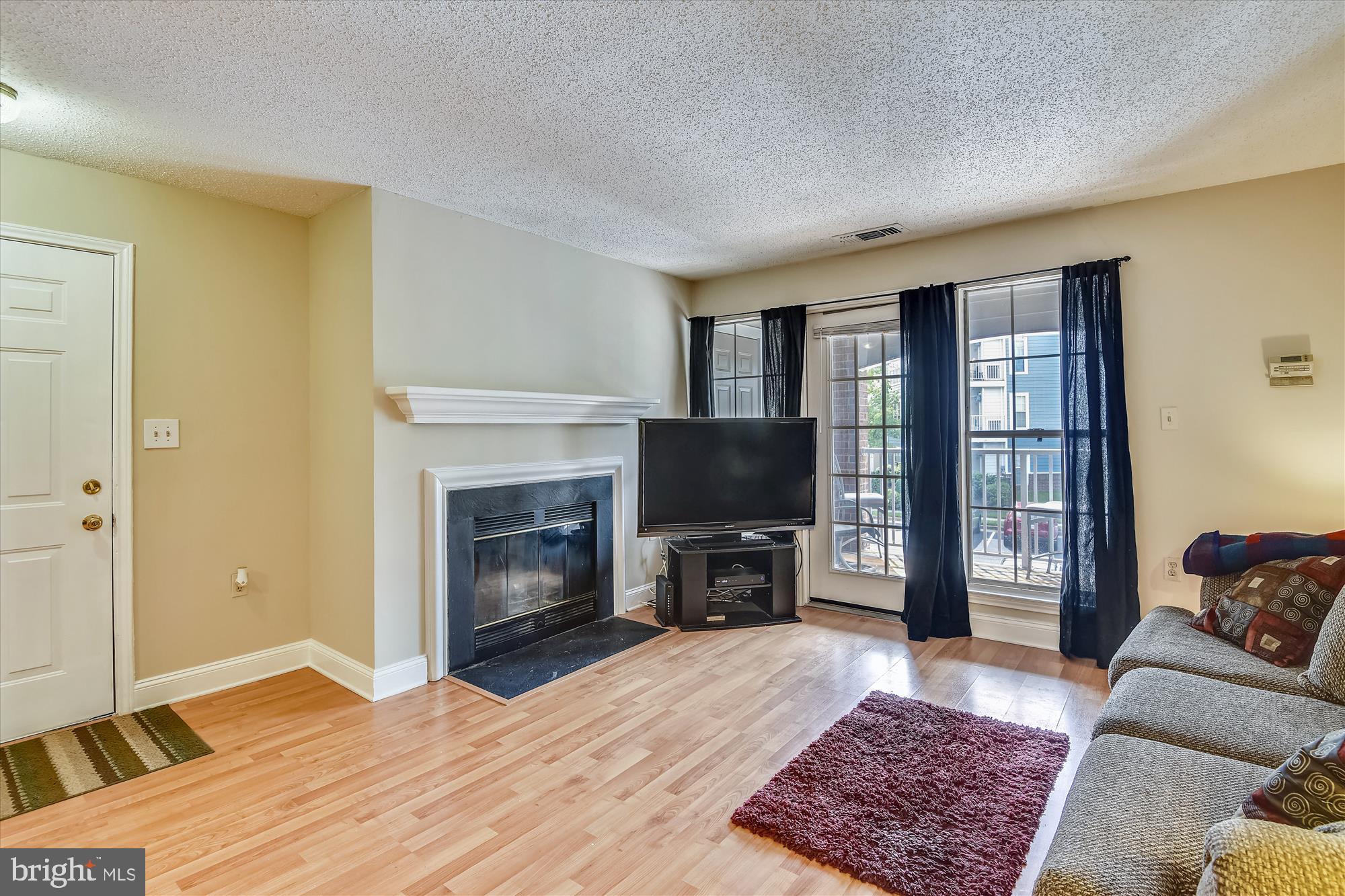20979 Timber Ridge Terrace, Unit 204 Ashburn, VA 20147 - Photo 5 of 29 a living room with furniture a fireplace and a flat screen tv