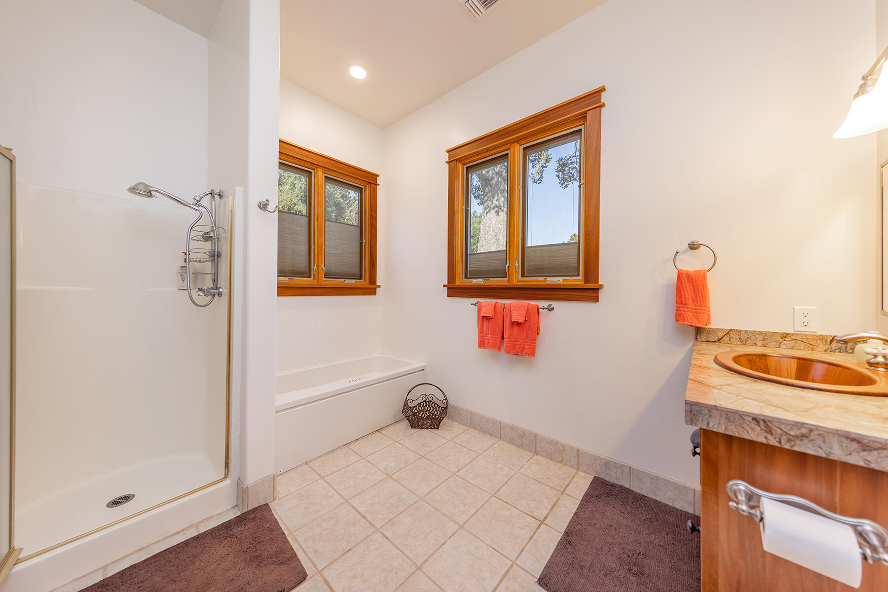 705 South Rice Road Ojai, CA 93023 - Photo 28 of 61 a bathroom with a tub and a shower