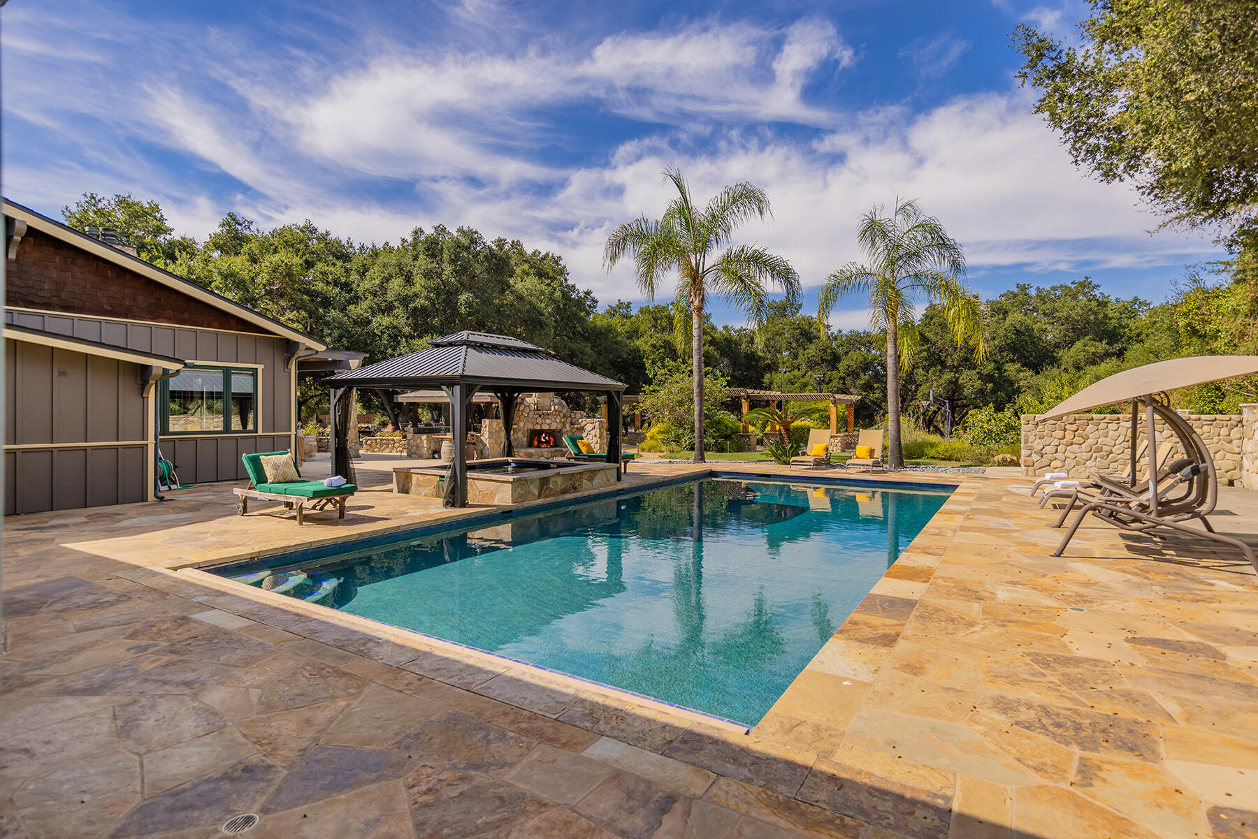 705 South Rice Road Ojai, CA 93023 - Photo 30 of 61 swimming pool view with a seating space and a garden view